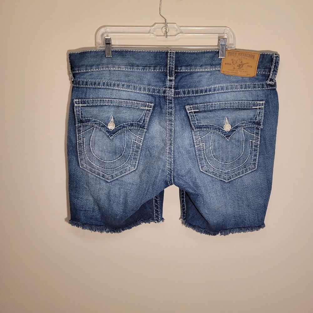 True Religion Blue Denim Men's Cutoff Jean Shorts Size 40
